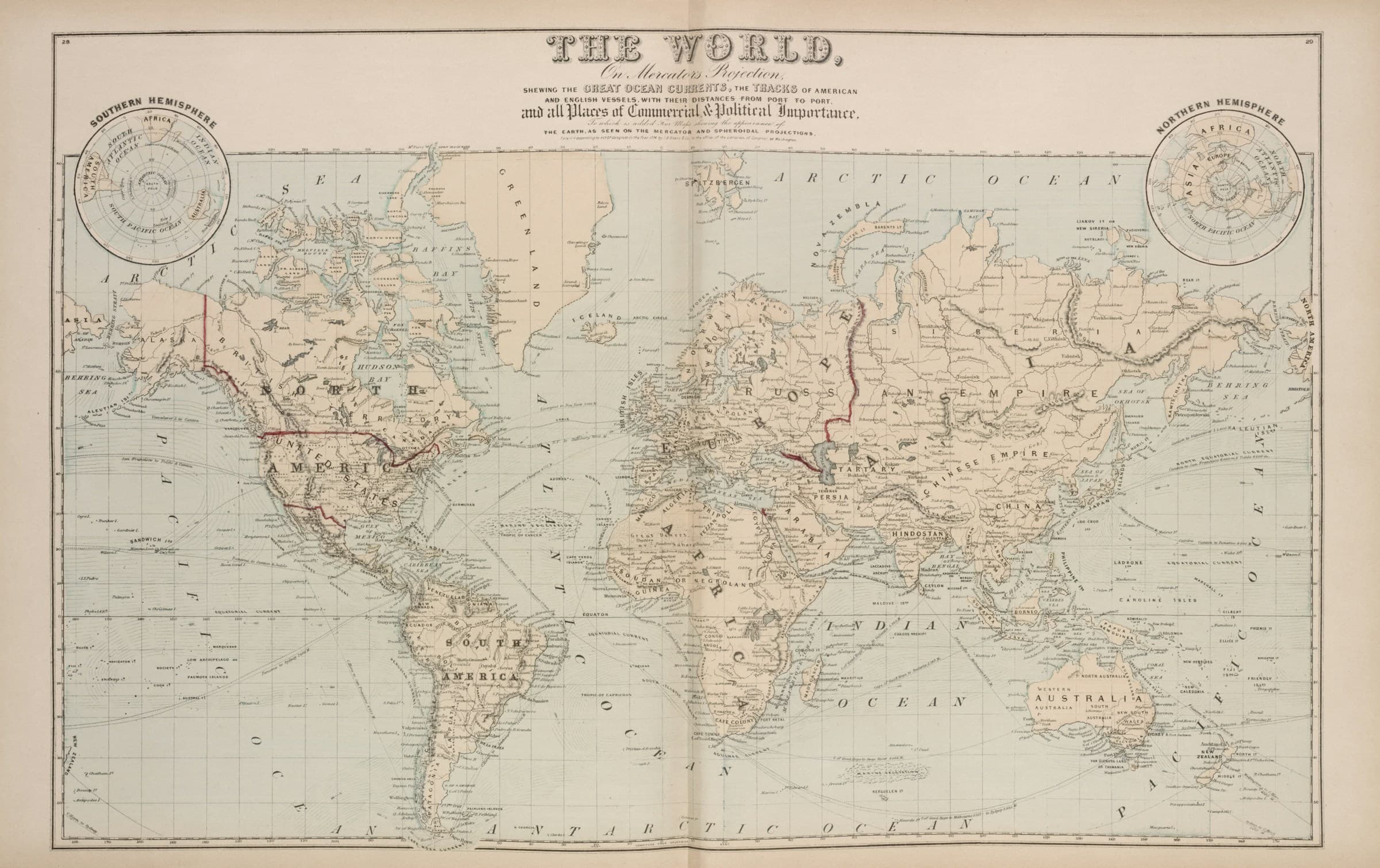 An old hand-drawn world map showing continents and oceans