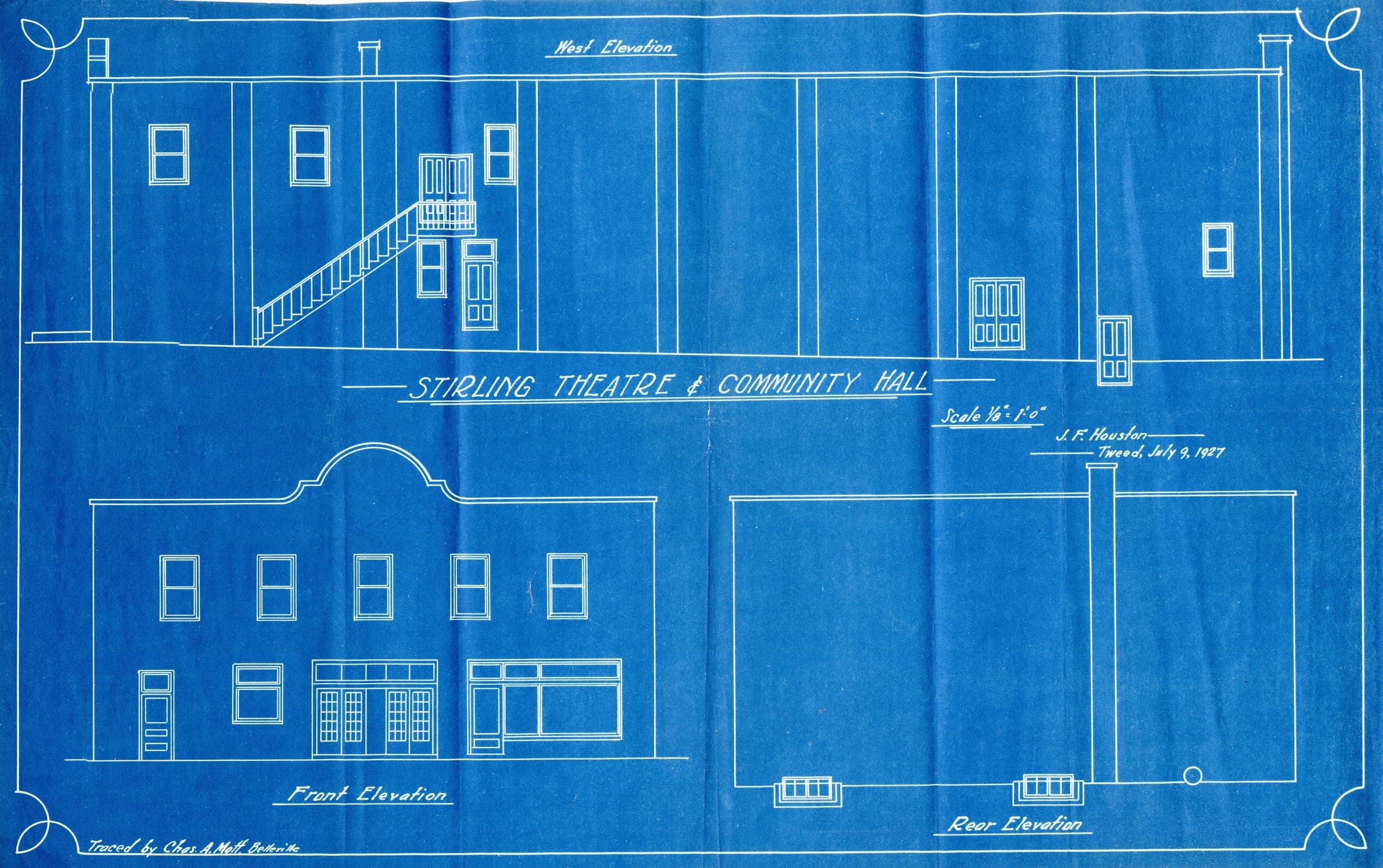 Architectural blueprint for a Tudor theatre and community hall